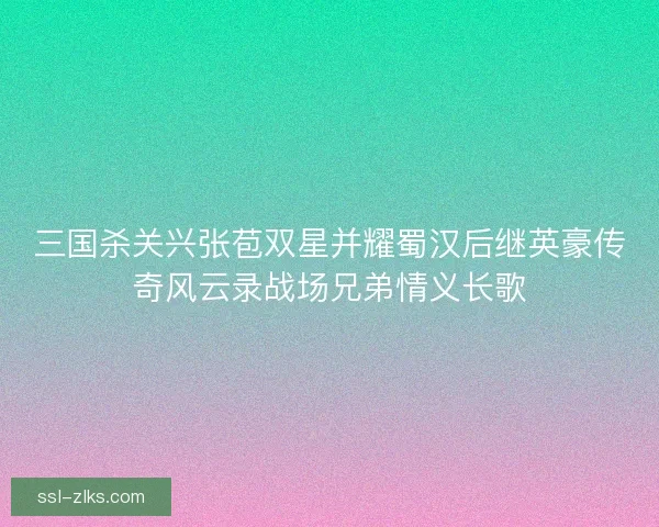 三国杀关兴张苞双星并耀蜀汉后继英豪传奇风云录战场兄弟情义长歌